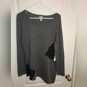 NWT/ CHICOS /SWEATER / SIZE: 1 (  MEDIUM)/ BLACK AND GRAY